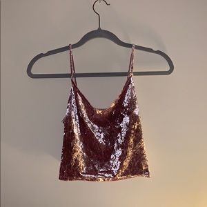 Light pink velvet cropped tank top